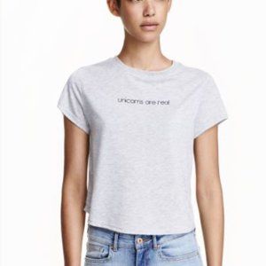 H&M Unicorns are Real Graphic Grey T-Shirt